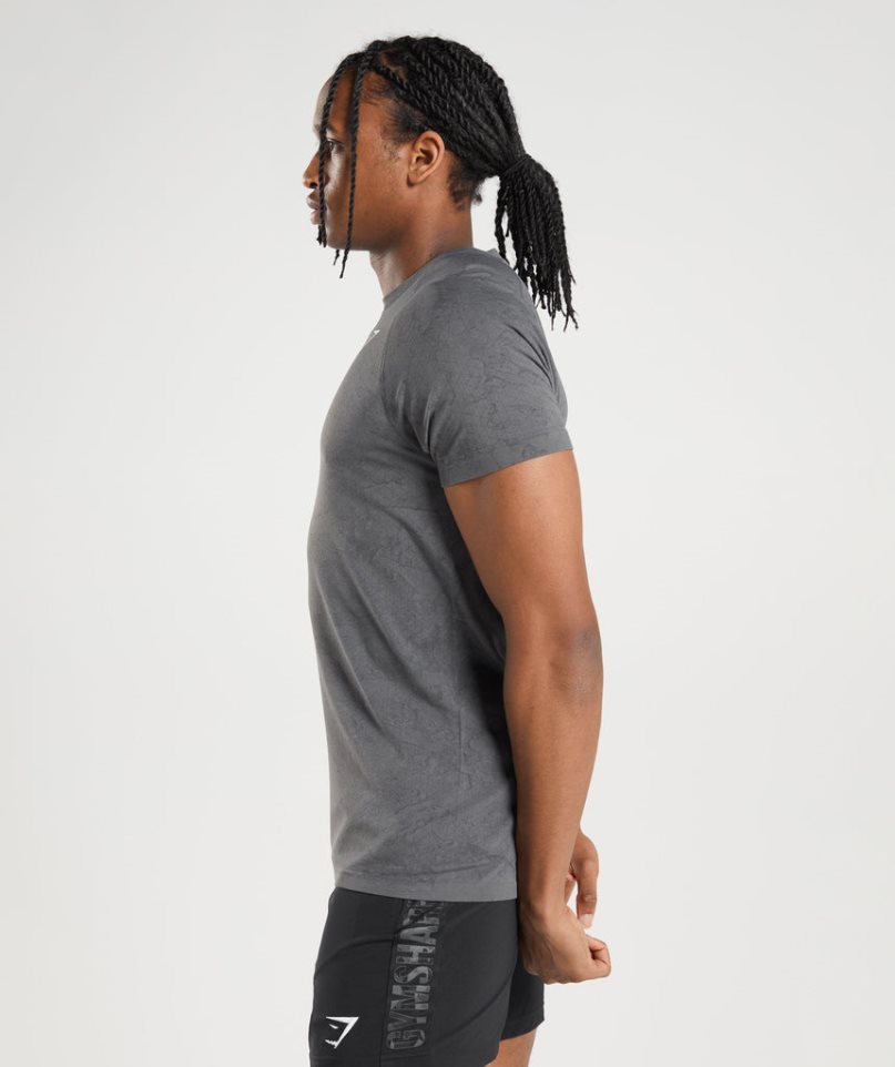 Men's Gymshark Geo Seamless T-Shirts Grey | CA D176A8